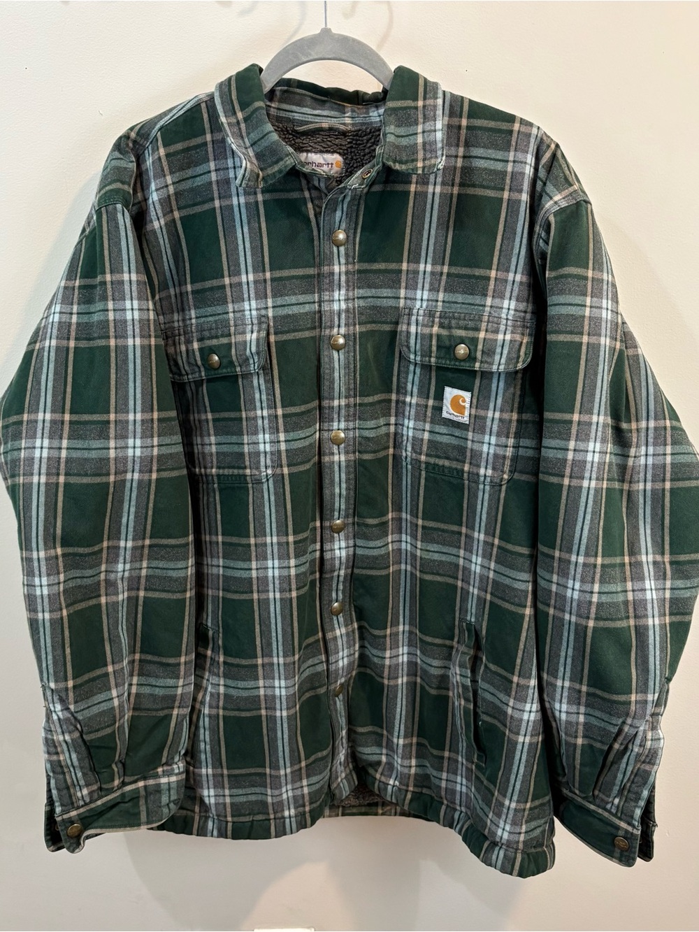 Men’s Carhartt Plaid Flannel Fleece Lined Shirt Jacket Size 2XL